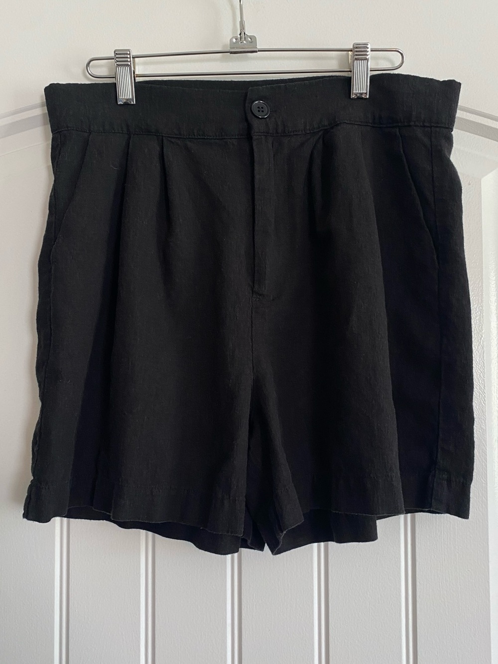 RACHEL Rachel Roy black Linen-Blend Shorts
